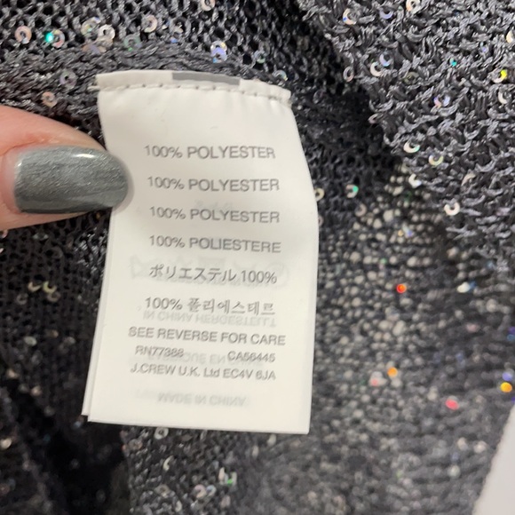 J. Crew Charcoal gray with iridescent sequins v-neck - Picture 7 of 8